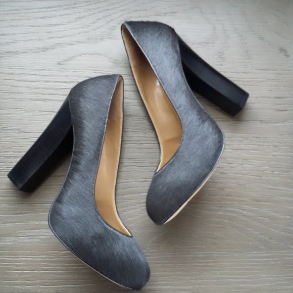 Ann Taylor Gray Calf Hair Heels - Picture 2 of 7